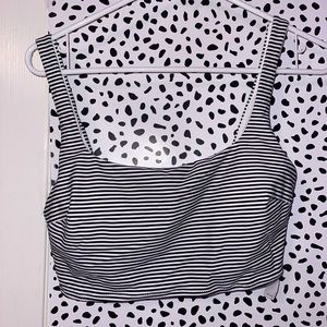 black and white striped aerie swimsuit top